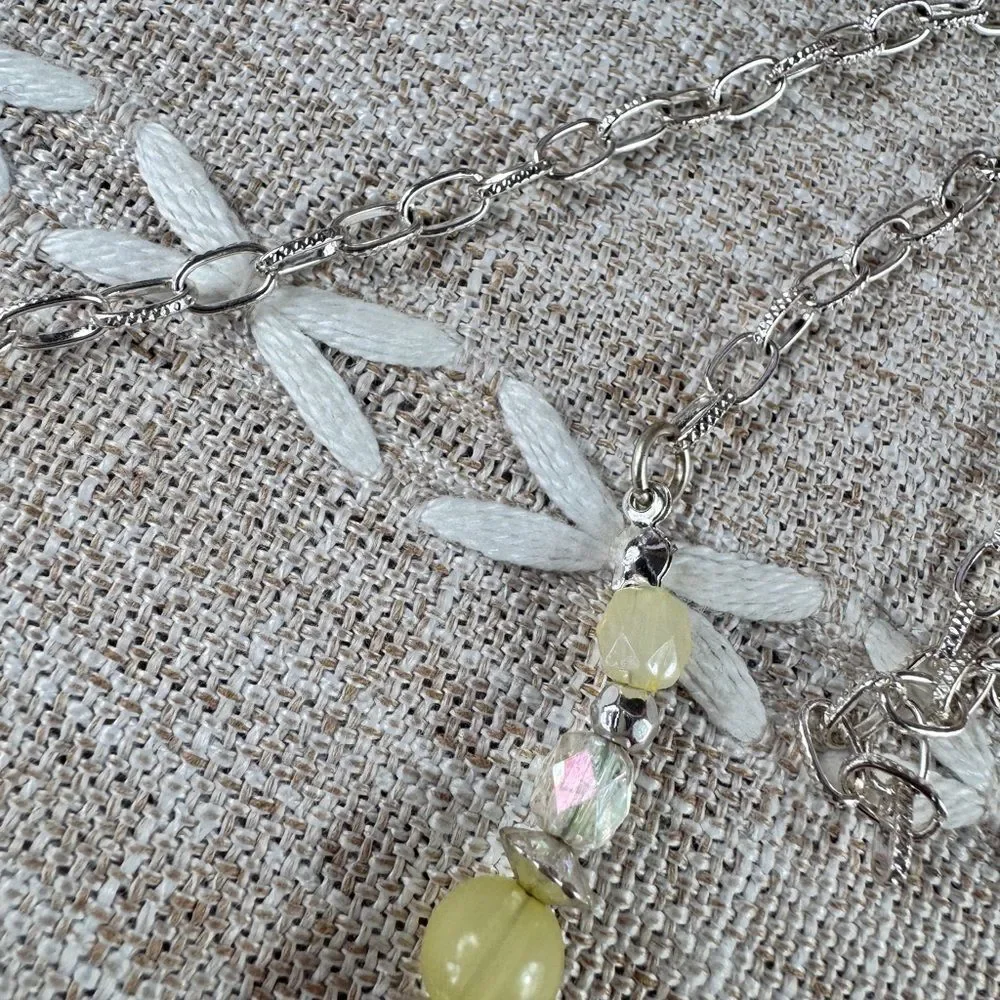 Yellow Rhinestone Flower Pendant Necklace
